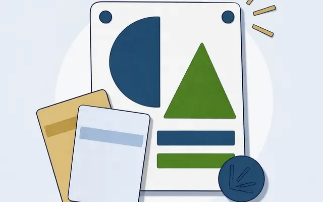 Un mégaphone terre cuite diffuse des cercles crème près d’une feuille verte.