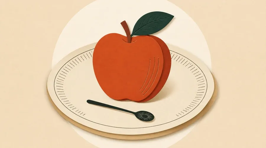 Assiette crème, cuillère encre sombre et pomme terre cuite bien visibles.