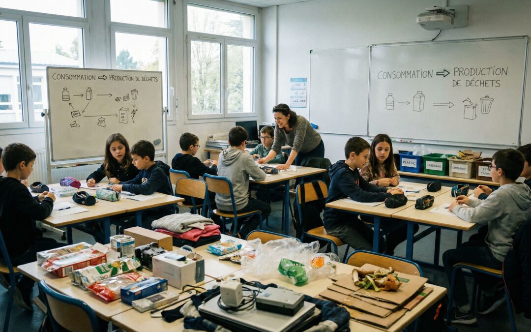 Relier déchets et consommation : structurer une pédagogie utile, mesurable et conforme pour l’école