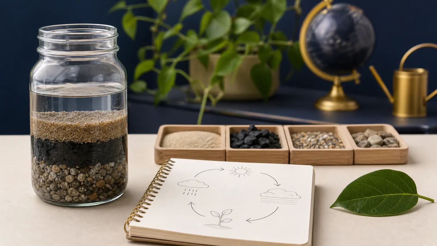 Entreprises : comment sensibiliser les jeunes aux enjeux environnementaux et au développement durable ? Coin sciences d’une classe : expérience de filtration de l’eau et échantillons triés